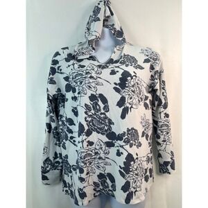 Alison Grace Women's L Floral Soft T Shirt Hoodie Pullover Peasant Beach Cottage